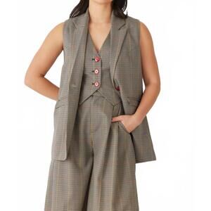 NEW ROSE VELVET candice vest in tropical plaid